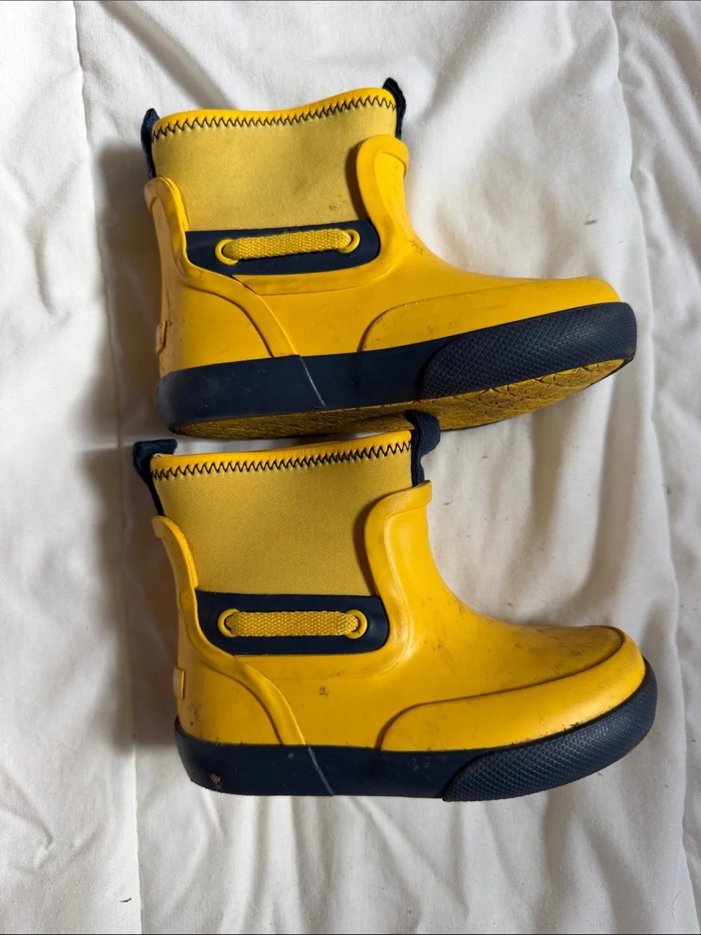 Sperry Yellow and Navy Kids Rain Boots